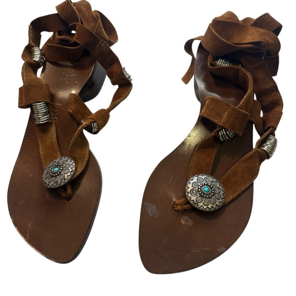 Atelier Italian leather Brown ankle wrap Leather Sandals 39 / 9